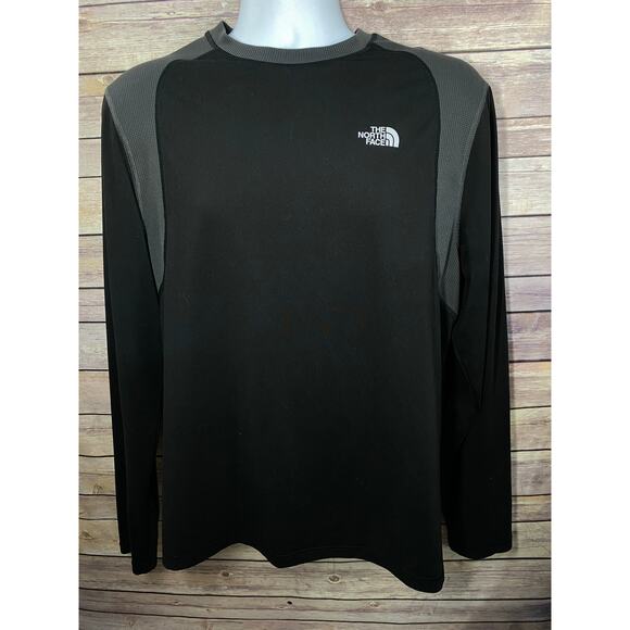 The North Face Stretch Shirt Men’s Medium Black Gray Long Sleeve Performance Fit - Picture 1 of 9